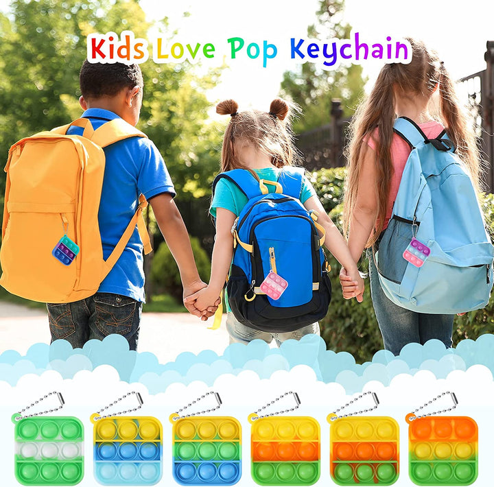 Kids Party Favors Fidget Toys Bulk 30 Pack Mini Pop Fidget Keychain Its Birthday Party Favors for Kids 4-8,8-12 Small Classroom Prizes It Back to School Student Gifts for Students Goodie Bag Stuffers