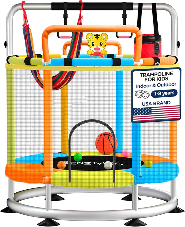 Trampoline for Kids - Anti-Rollover round Bottom - Double Safety Handles - Toddler Trampoline - Perfect for Indoor and Outdoor Play - Gifts for Boys & Girls - a Fun Way to Keep Your Kids Active!