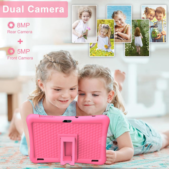 Kids Tablet 10 Inch Android 13 with Shockproof Case, Quad-Core 32GB, 128GB Expandable, Parental Control, Pre-Installed Apps, 6000Mah Battery, Gifts for 3-12 Year Olds
