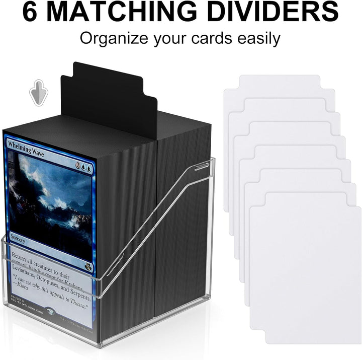 Card Deck Cases, 6 Pack Acrylic Commander Deck Box Holding 100+ Sleeved Cards with 6 Dividers, Clear Card Storage Box Fit for MTG, TCG, Sports Cards
