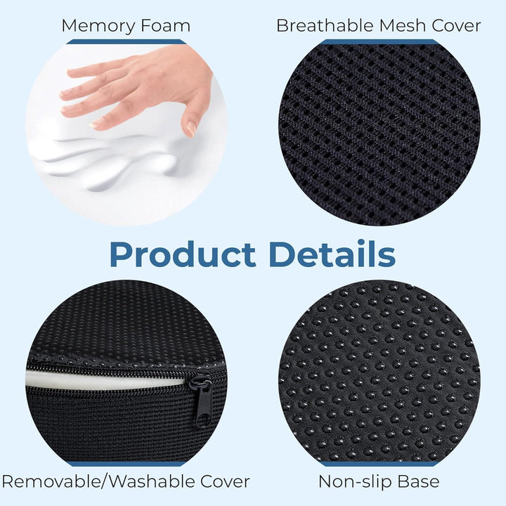 Donut Pillow Hemorrhoid Tailbone Cushion – Large Cushion for Pain Relief – Coccyx, Prostate, Sciatica, Pelvic Floor, Pressure Sores, Pregnancy, Postpartum Recovery, Black