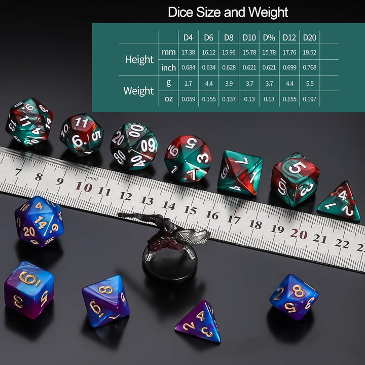 DND Dice Sets - 6 X 7 Polyhedral Dice (42Pcs) with 6 Drawstring Bags for Dungeons and Dragons, RPG, Mtg,Role Playing Table Game