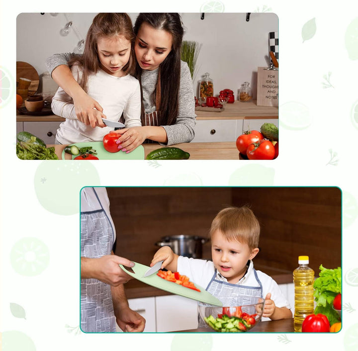 14 Pieces Wooden Kids Kitchen Knife Set with Gloves Cutting Board Fruit Vegetable Crinkle Cutters Serrated Edges Plastic Toddler Knifes for Real Cooking Kid Safe Knives - Crocodile