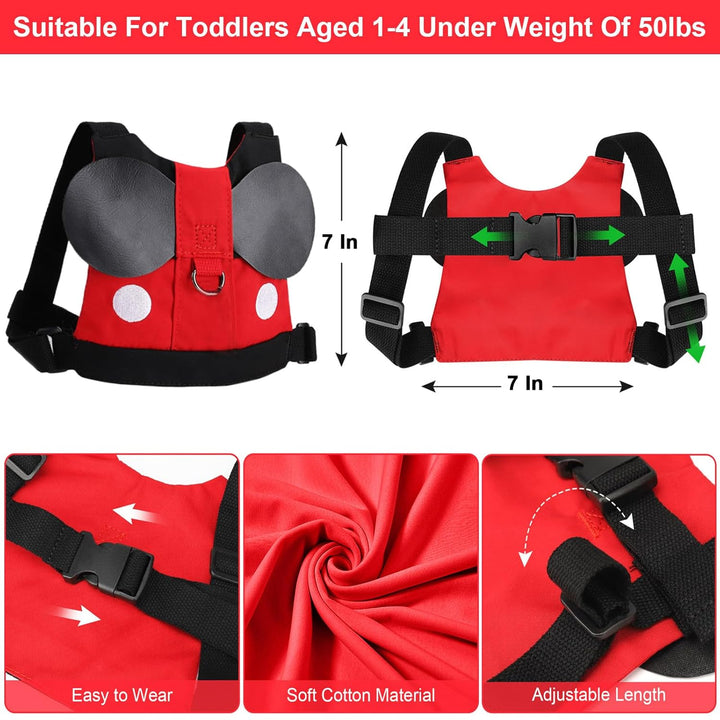 Toddler Leash Harness, Child Harness Baby Leash + Anti-Lost Wrist Link, Cute Kids Harness with Walking Assistant Strap Belt Tether for 1-5 Years Boys and Girls to Zoo or Mall