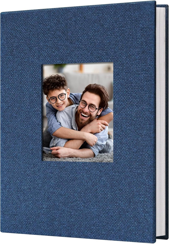 Small Photo Album 4X6 Slip-In Picture Album 50 Pages Holds 100 Photos, Portable Photo Book 4X6 for Wedding Family Baby Travel Blue