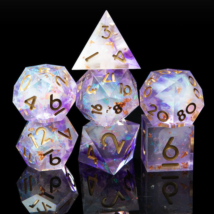 Sharp Edge DND Dice Set Handmade 7 Accessories Dice for Dungeons and Dragons TTRPG Games, Multi-Sided RPG Polyhedral Resin Sharp Edge Dice Roleplaying Games