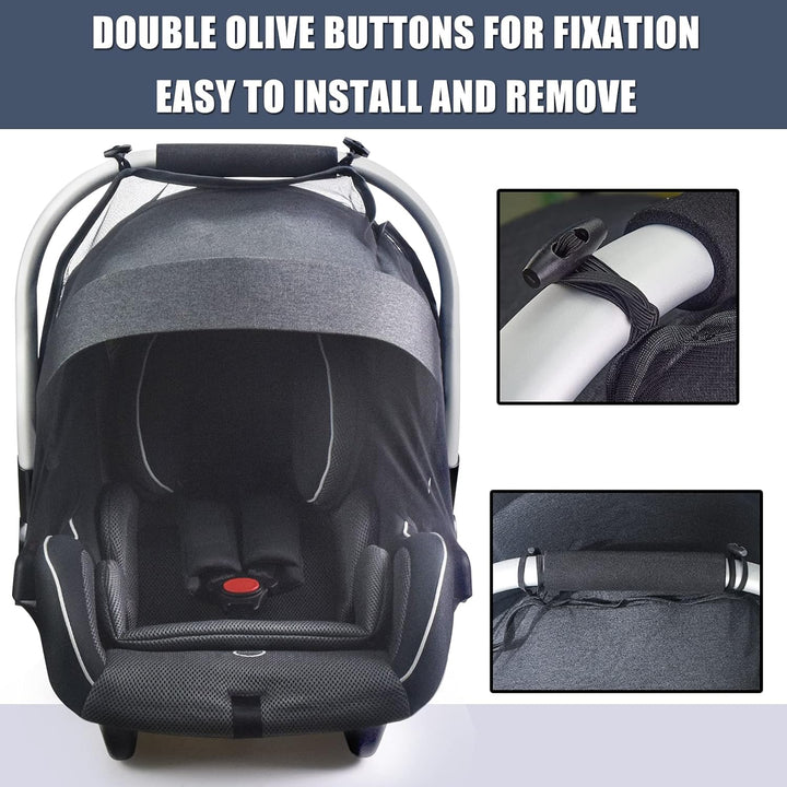 Bby Mosquito Net for Infnt Cr Sets,Infnt Stroller nd Bssinets, Crrier,Brethble with Elstic Netting for Esy Fitting, Portble Durble & Long Lsting Infnt Insect Shield Netting (Blck