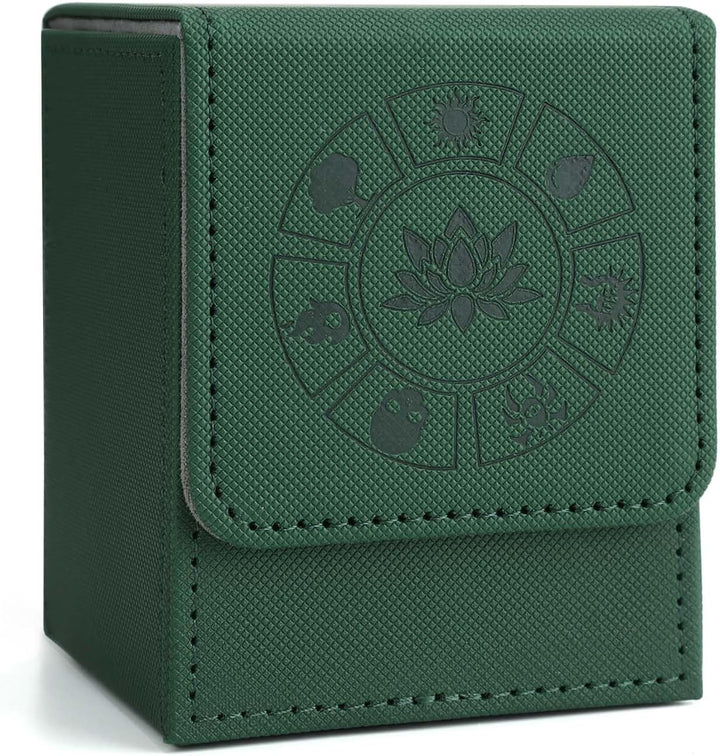 Card Deck Box, 110+ Storage MTG Deck Box with 50 Pcs Card Sleeve, Collectible Trading Card Cases for Magic Commander and More (Black)