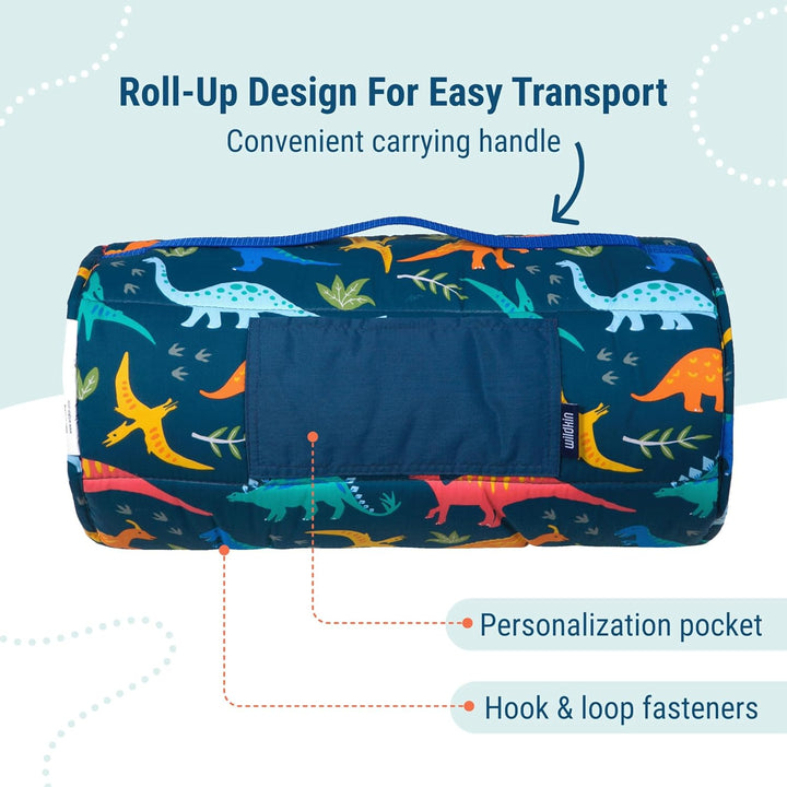 Kids Original Nap Mat – Cozy Kids Sleep Mat with Pillow, Ideal for School & Travel - Jurassic Dinosaurs