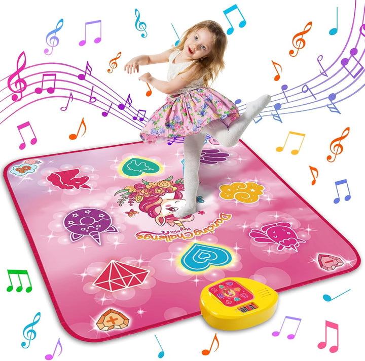 Upgraded Extra Large Electronic Dance Mats, Dance Pad with Single&Double Players Mode, Dancing Music Playmat with LED Light, Challenge Game as Christmas Birthday Gift for Kids Girls Boys 3-12 Year Old