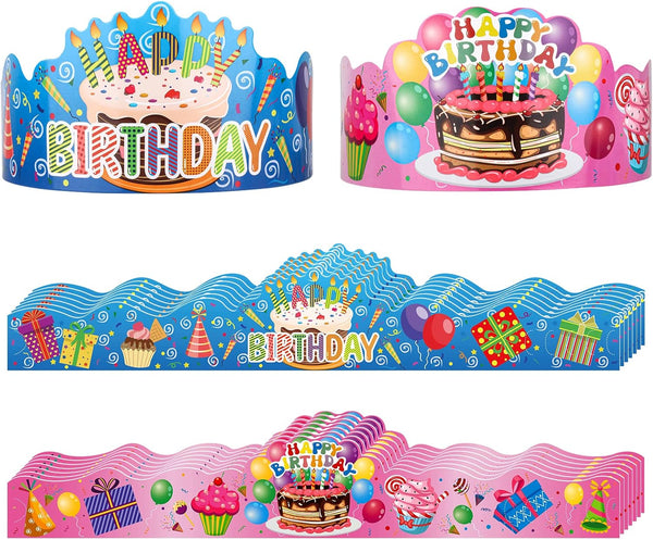 30 Pcs Birthday Crowns for Classroom Party Hats Birthday Hats for Kids Happy Birthday Hat Paper Crowns School Birthday Crown