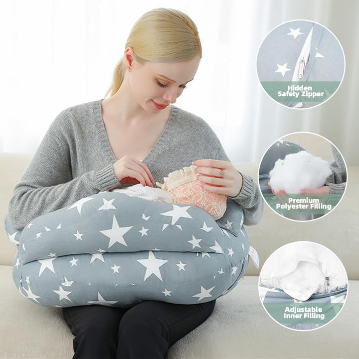 Nursing Pillow for Breastfeeding, Adjustable Nursing Pillow Breast Feeding Pillow Bottle Feeding More Support for Mom and Baby, Breastfeeding Essentials for Newborn,Removable Cover