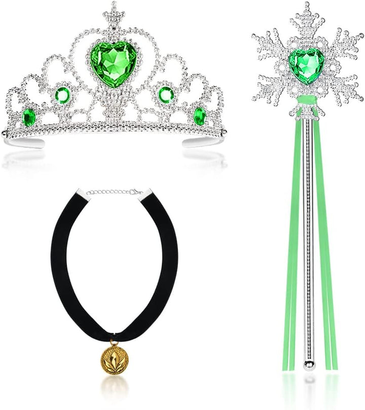 Princess Dress up Accessories, 2PCS Princess Crown and Wands for Little Girls, Jewelry Toy Gifts Set Christmas