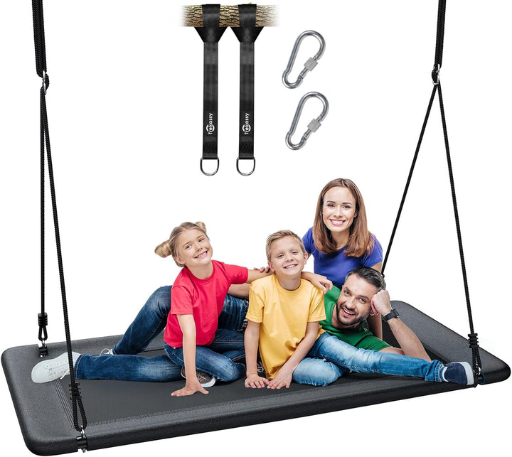 700Lb 60" Rectangle Platform Tree Swing for Kids and Adults Waterproof 2 Hanging Straps (Blue)