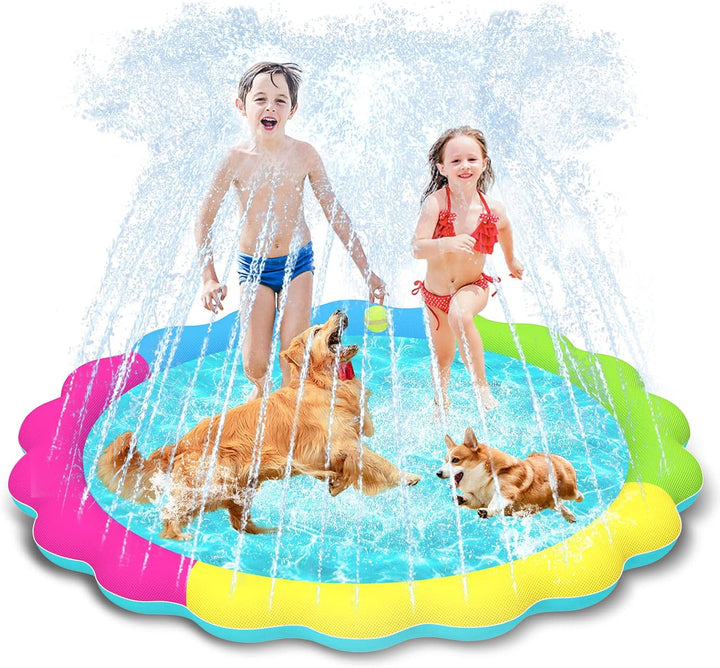 Splash Pad, 67In Anti-Slip Splash Pad for Kids Dogs 0.58Mm Thickened Dog Pool Splash Sprinkler Pad Durable Summer Outdoor Water Toys for Baby Toddler Boys Girls Pet