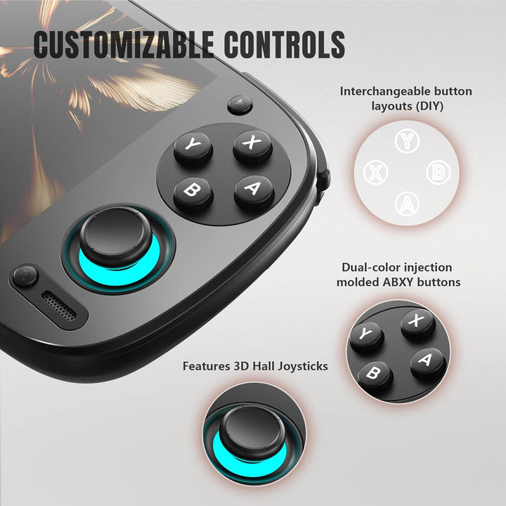 5 Retro Handheld Game Console, 8+128G, 5.5-Inch Touchscreen 1080P Portable Android Gaming Handheld with Adreno 650 GPU & Wifi 6/BT5.1, Snapdragon 865 Processor, Android 13 (Black)