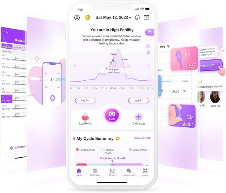 Ovulation Test Predictor Kit : Accurate Fertility Test for Women (Width of 5Mm), Fertility Monitor Test Strips, 50 LH Strips with 50 Urine Cups