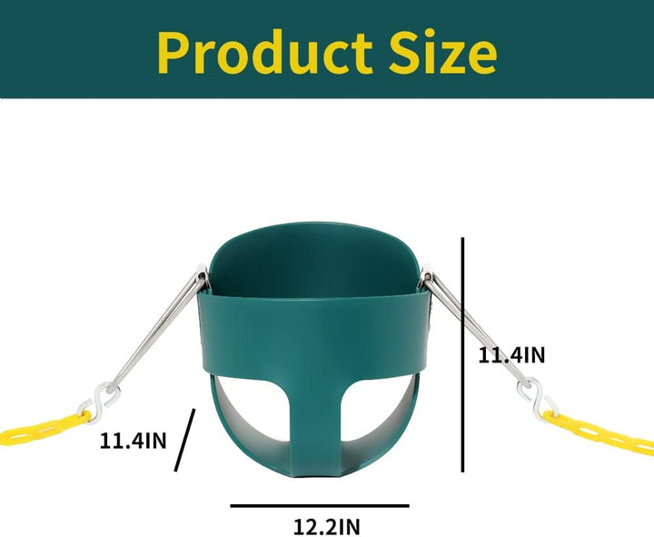High Back Full Bucket Toddler Swing Seat with Yellow Coated Chains Fully Assembled Baby Swing Set Accessories