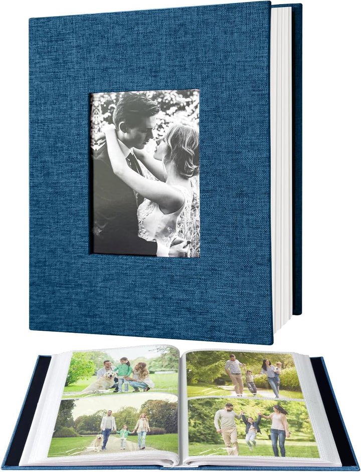 Photo Album 4X6 100 Pockets, Linen Cover Top Loader Vertical, Slip-In Picture Grey Pockets Albums for Wedding, Family, Anniversary, Baby, Vacation