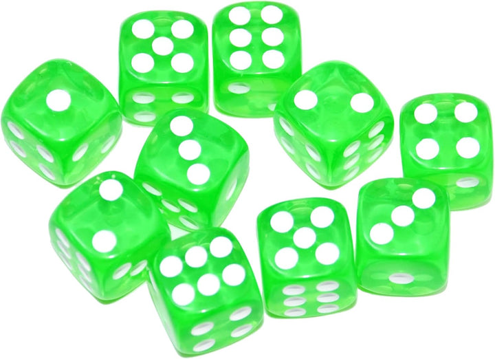 10-Pack D6 Six Sided 16Mm Transparent Dice Die for DND, MTG, RPG, Tenzi, Yahtze, Bunco, Table Borad Games, Math Teaching