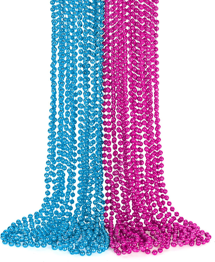 Mardi Gras Beads, 12PCS Bead Necklace Party Favors, Metallic 6 Kinds of 33" Beaded Necklaces Costumes Stuff, Festival Parade Throw Accessory Sets for Mardi Gras Celebrations Decorations