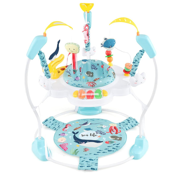 Baby Jumpers and Bouncers, Infant Activity Center with Music Lights Sounds, 360° Rotating Seat and 3 Adjustable Heights, Baby Play and Learning Center for 6-12 Months