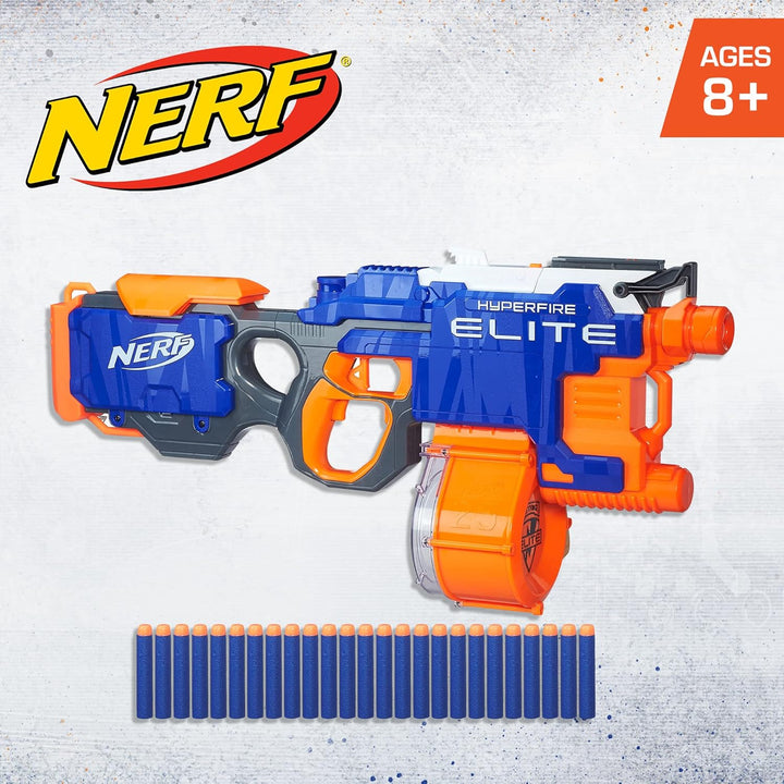 Hyperfire Motorized Elite Blaster, 25-Dart Drum, Fires up to 5 Darts per Second, Includes 25 Official Elite Darts (Amazon Exclusive)