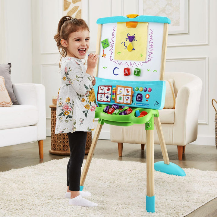 Interactive Learning Easel with Magnetic Chalkboard and Whiteboard for Kids Ages 3-5 (Frustration Free Packaging)