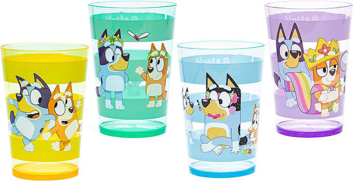 Bluey Nesting Tumbler Set Includes Durable Plastic Cups with Variety Artwork, Fun Drinkware Is Perfect for Kids (14.5 Oz, 4-Pack, Non-Bpa)