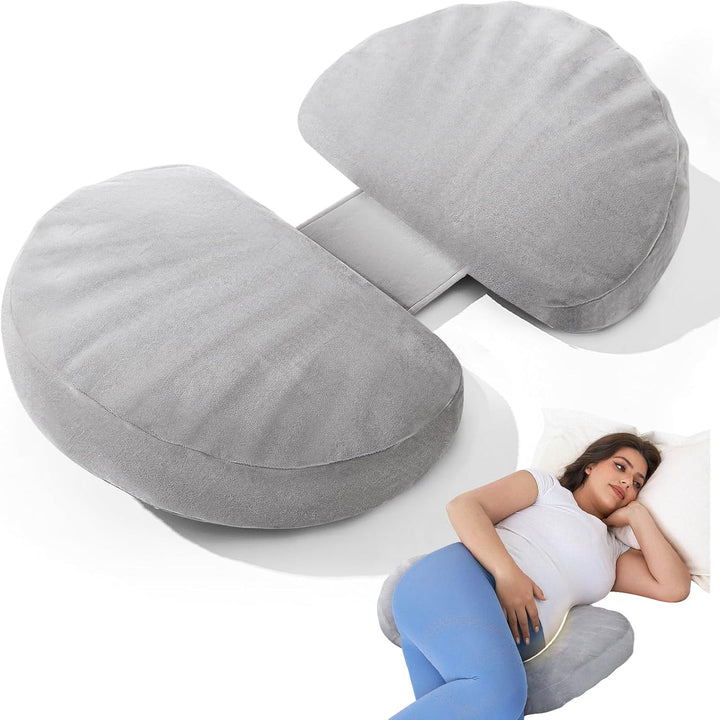 Pregnancy Pillow for Sleeping Memory Foam Pillow for Side Sleeper, Maternity Pillow Support for Back, Belly, HIPS for Pregnant Women, Portable and Adjustable Travel Wedge Pillows Grey
