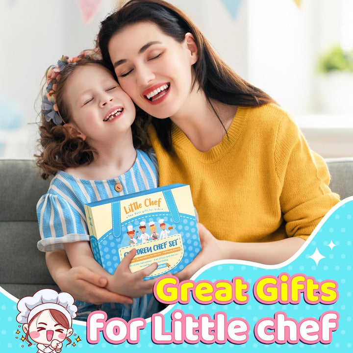 Birthday Gifts for 3-8 Year Old Girls Cute Stuff Apron for Girls Kids Cooking Sets Toddler Toys Kids Chef Hat and Apron Easter Christmas Stocking Stuffers White-With Cookbook