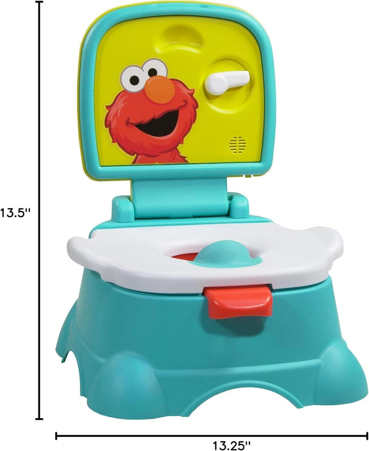 Elmo Hooray 3-In-1 Potty Training Toilet Seat and Step Stool, Easy to Clean Design with Flush Handle and Sounds, Portable and Great for Travel, Perfect for Toddler Boys and Girls 1-3