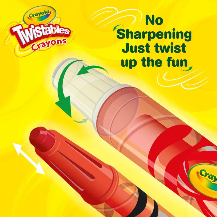Twistables Crayons for Kids (24Ct) Essential School Supplies for Girls & Boys, Toddler Coloring, Less Mess, Back to School Gifts for Kids