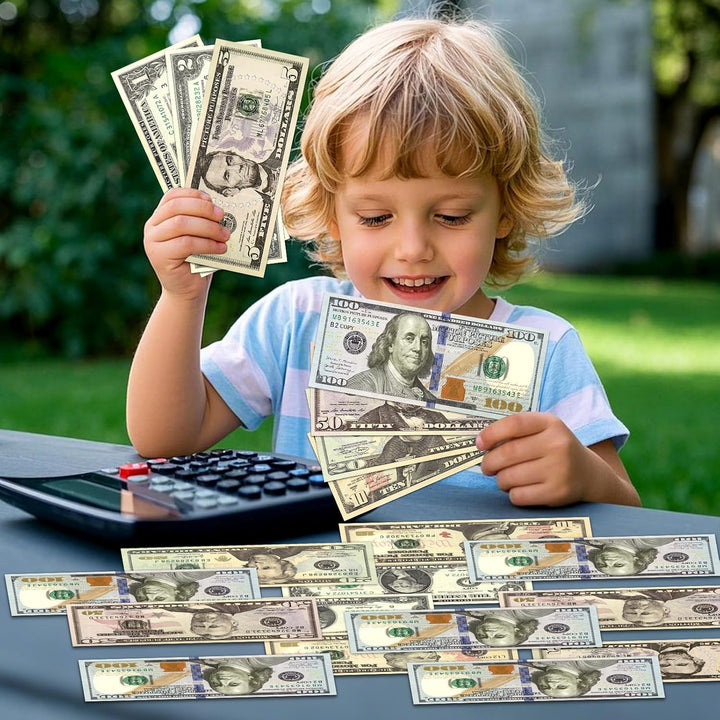 105-Piece Fake Money Prop Money Play Money Set for Movie Props, Photography, Educational Play, Magic Tricks.