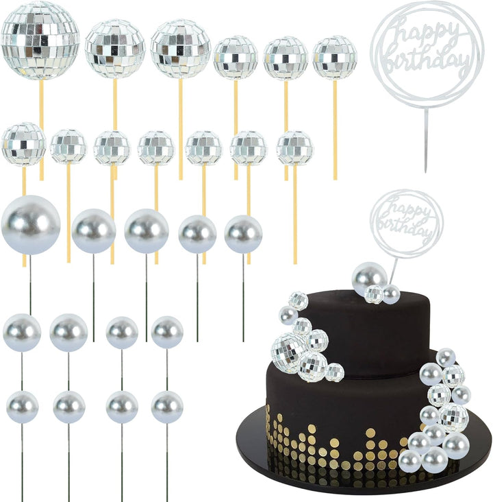 40 Pcs Mini Balls Cake Toppers - Foam Balls DIY Cake Topper Inserts for Birthday Wedding Baby Shower Anniversary Cake Decorations (Red Blue Yellow Green)