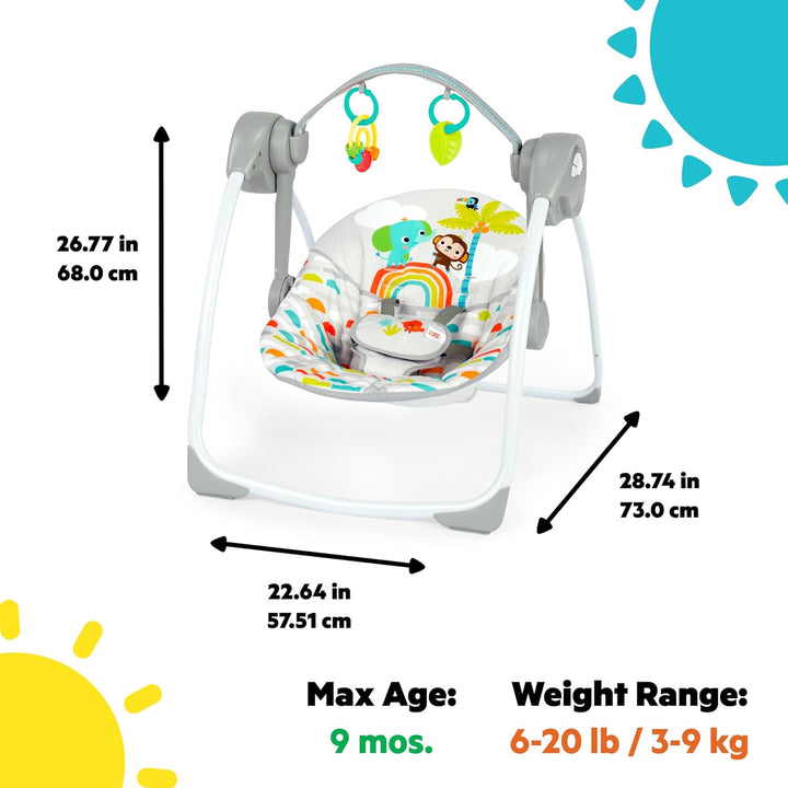 Playful Paradise Portable Compact Automatic Baby Swing with Music, Unisex, Newborn +