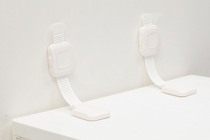 Upgraded No Drill Furniture Anchors for Baby Proofing, Anti-Tip Adjustable Straps, 2 Pack