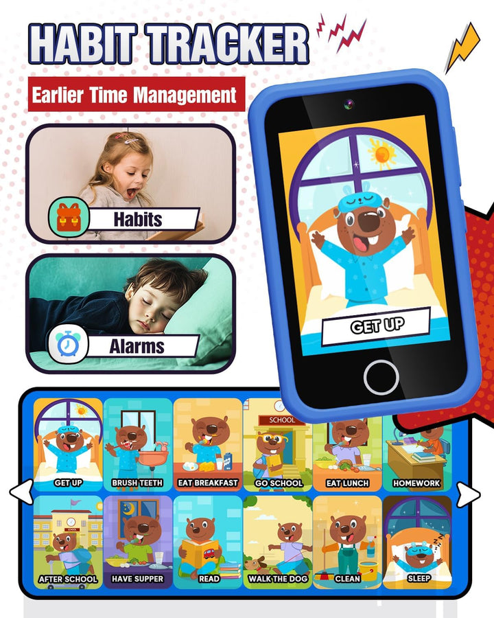 Kids Smart Phone, Spider Toys Phone for Boys 3 4 5 6 7 8 Years Old, Dual Camera, 3.5'' Touchscreen Kid Phones, Educational Toy for Toddler Kids Christmas Birthday Gifts, ABC Learning, Habit Tracker