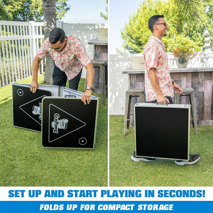 8 Foot Portable Beer Pong / Tailgate Tables (Black, Football, American Flag, or Custom Dry Erase)