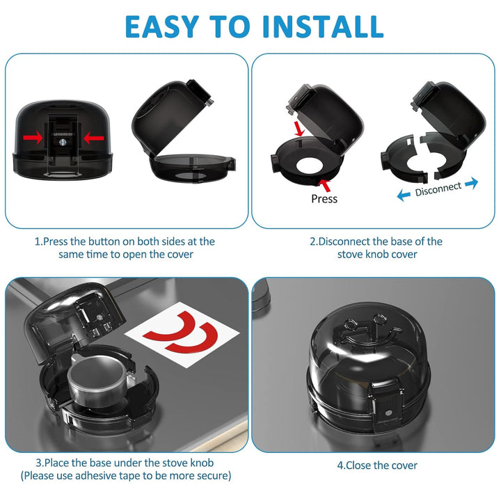 Stove Knob Covers for Child Safety - 5 Pack  Upgraded Double-Key Design Universal Size Baby Safety Gas Oven Knob Covers Stove Guard Baby Proofing