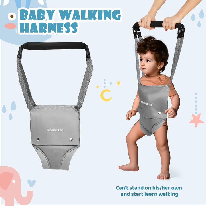 2 in 1 Baby Door Jumper W/Baby Walking Harness Function, Baby Jumper with Door Clamp Adjustable Strap and Seat, Gray