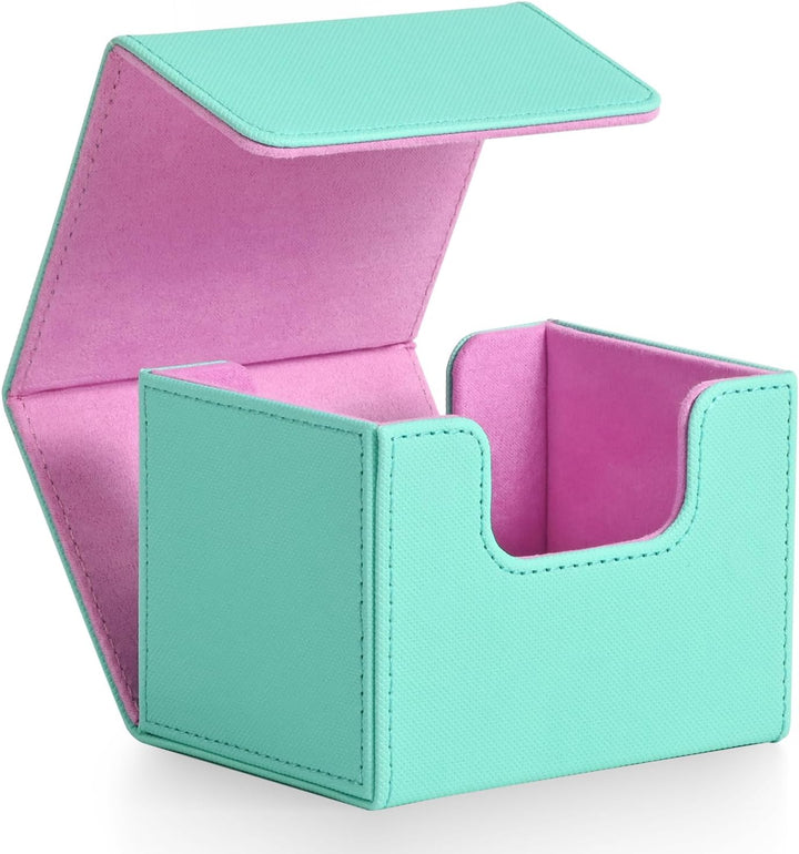 Card Deck Box for Trading Cards, MTG Commander Deck Box Holds 120+ Single Sleeved Cards, Leather Magnetic Card Storage Box Fits for TCG CCG Magic Cards (Black)