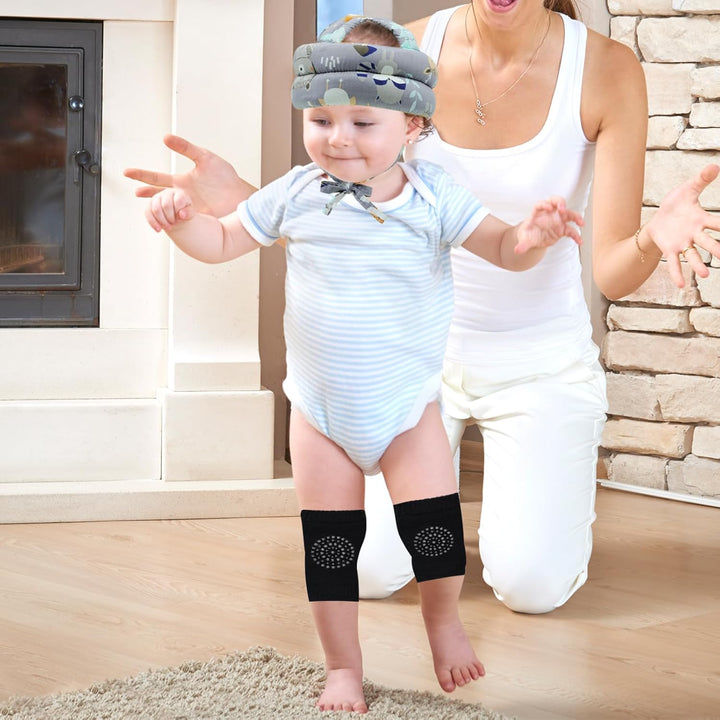 Baby Head Protector Helmet & Baby Knee Pads 3 Pairs Toddler Protector Cap Soft Cotton Cushion, Adjustable Bump-Free Safety Hood to Crawling, Walking, and Running