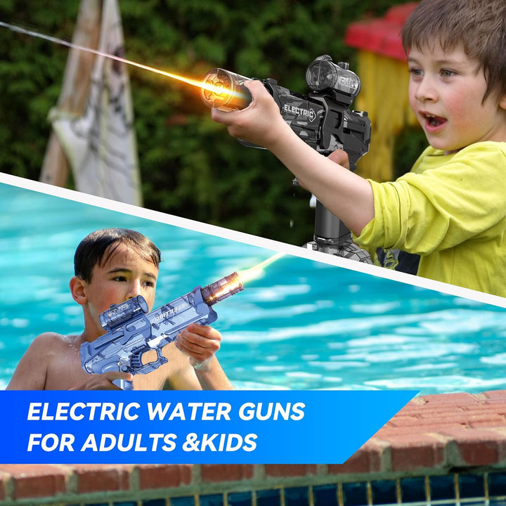 2 Pack Electric Water Guns with Light Up,Full Automatic Electric Squirt Gun 28-32 FT Range Water Pistol Blaster Soaker,Summer Outdoor Pool,Water Toy for Adult&Kid