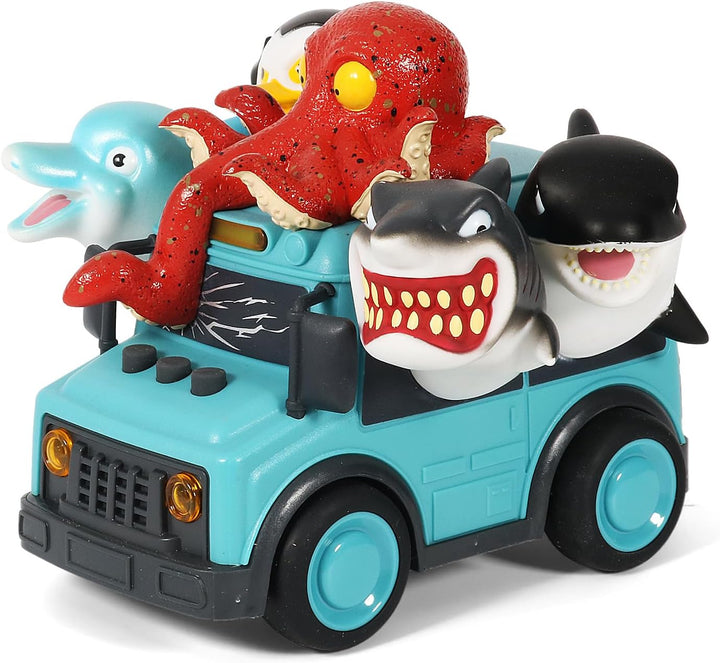 School Bus Toy with Light and Sound, Dinosaurs Friction Powered Car Bus Toys for Kids Crazy Dino