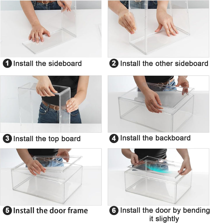 2 Pack Display Case Compatible with Labubu POP MART, Acrylic Clear Display Box Shelf for POP MART Labubu Doll