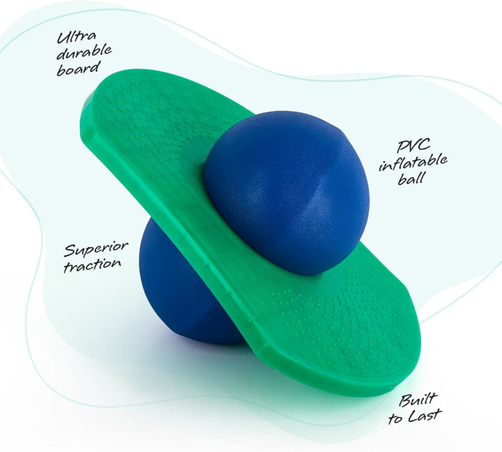 Pogo Ball for Kids (Up to 175 Lb) - Inflatable Balance Bounce Board with Pump and Durable Textured Jumping Board - Pogo Ball Toy Pogo Jumper - Outdoor Birthday Gifts for Boys and Girls