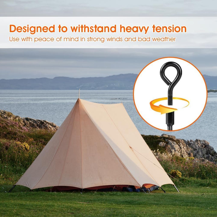 Ground Anchors Screw In, Heavy Duty Tent Stakes Trampoline Anchors 4Pack, Ground Anchors for Camping Tent, Canopies, Carports, Canopy, Sheds, Swing Sets,14In Ground Anchors for High Winds