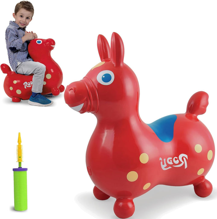 Red Rody Horse | Best Toddler Toy for 1-3 Years Old | Made in Italy | Safe, Inflatable Bouncy Horse for Kids