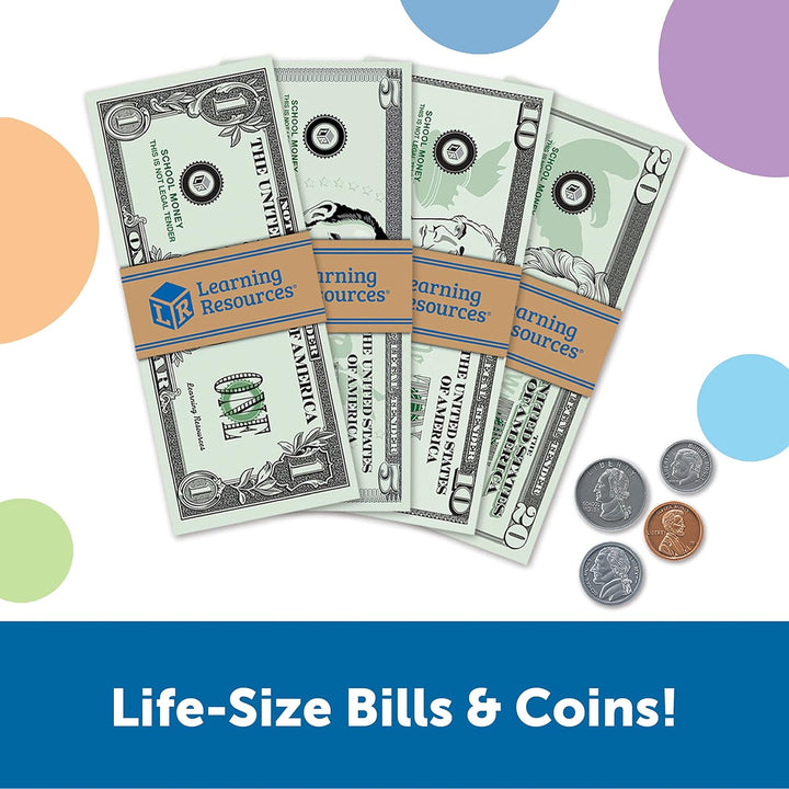 Pretend Play Money - 150 Pieces, Ages 3+ Play Money for Kids, Pretend Money for Kids, Play Money Set, Money and Banking Play Toys, Toddler Learning Toys, for Kids